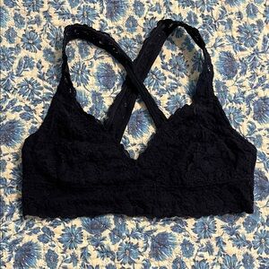 Aerie Navy Blue Lace Cross-Back Bralette